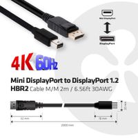 club3D CAC-2163 DisplayPort-kabel Mini-displayport / DisplayPort Adapterkabel Mini DisplayPort-stekker, DisplayPort-stekker 2.00 m Zwart Vlambestendig - thumbnail