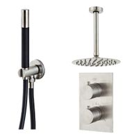 Regendouche set SaniClear Inox Pro | Inbouw | Thermostaatkraan | 2-weg | Rond | RVS look