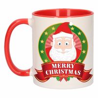 Kerst mok / beker met Kerstman print 300 ml - thumbnail