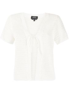 A.P.C. cardigan noué à manches courtes - Blanc