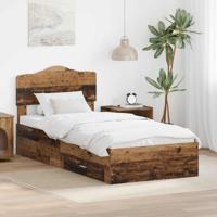 Bedframe met hoofdeinde Oudhout 90 x 190 cm Bewerkt hout