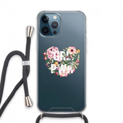 GRL PWR Flower: iPhone 13 Pro Max Transparant Hoesje met koord