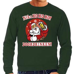 Foute Kersttrui/sweater - groen - Niks ho ho ho doordrinken - bier - voor heren