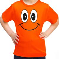 Koningsdag t-shirt voor kinderen/meisjes - smiley - oranje - feestkleding - thumbnail