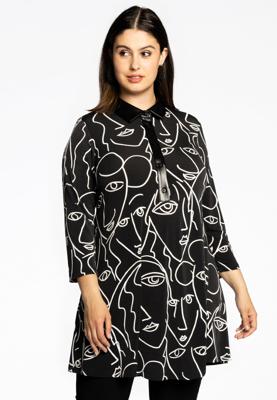 Yoek Tuniek wide bottom kraag MASK | Zwart | Maat 38/40