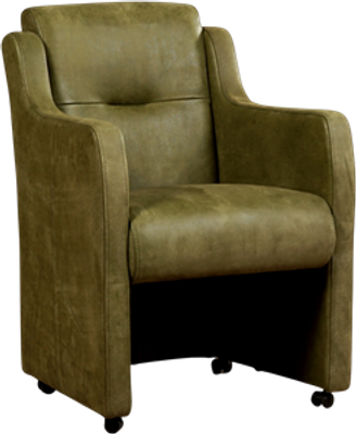 Olijfgroene leren landelijke eetkamerfauteuil Mass - Kenia Leer Olive (olijfgroen leer)