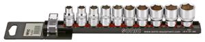 Doppenset 3/8", 10-dlg. op rail 201001
