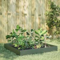 VidaXL Plantenbak verhoogd 100x100x26 cm staal olijfgroen