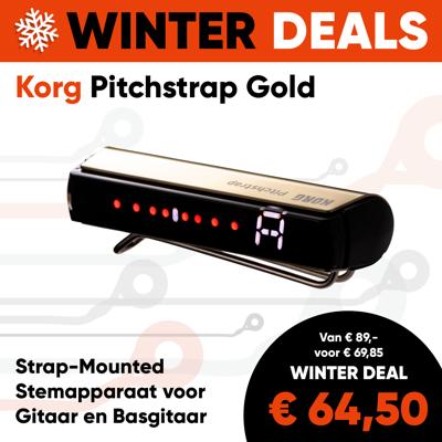 Korg Pitchstrap Strap-Mounted Stemapparaat voor Gitaar en Basgitaar Goud