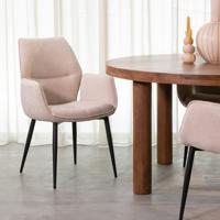 LABEL51 Eetkamerstoel Morris - Naturel - Elite - Zwart Metalen Frame