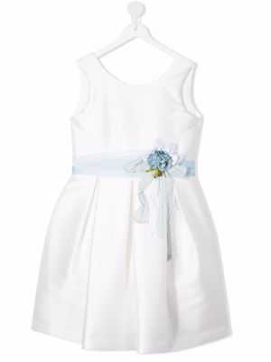 Mimilù robe sans manches à fleurs appliquées - Blanc