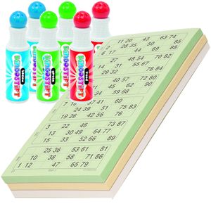 200x Bingokaarten nummers 1-90 inclusief 6x bingostiften