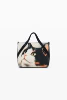 Middelgrote shopper tas met kat - BLACK - U
