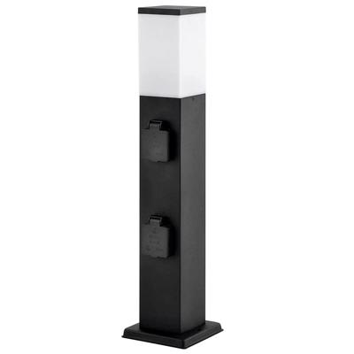 LED Buitenstopcontactpaal 54cm - sokkellamp met buitenstopcontact - 4 stopcontacten - IP44 waterdicht - E27 fitting - Zwart