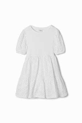Gecombineerde jurk met broderie anglaise - WHITE - 9/10