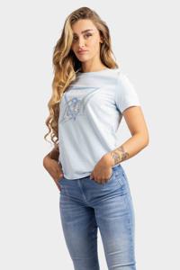 Guess Icon T-Shirt Dames Lichtblauw - Maat S - Kleur: Lichtblauw | Soccerfanshop