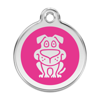 Dog Hot Pink roestvrijstalen hondenpenning large/groot dia. 3,8 cm - Reddingo