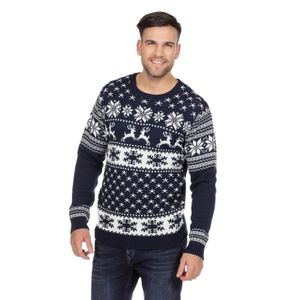 Donkerblauwe kerst trui met rendieren voor heren 56 (2XL)  -