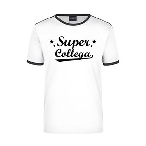 Super collega cadeau ringer t-shirt wit met zwarte randjes voor heren - Afscheid/verjaardag cadeau 2XL  -