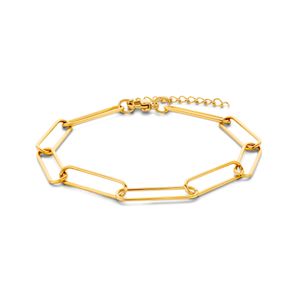 Armband Paperclipschakel staal goudkleurig 5,5 mm 18,5 + 3 cm