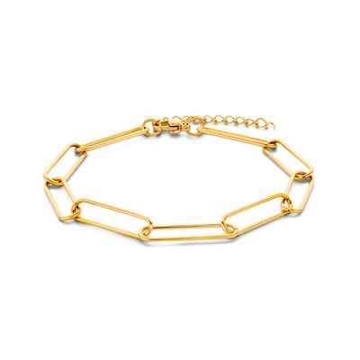 Armband Paperclipschakel staal goudkleurig 5,5 mm 18,5 + 3 cm