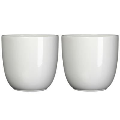 Mica Decorations Bloempot/plantenpot - Set van 2x stuks - wit - keramiek - D19 cm x H18 Mica Decorations Bloempot/plantenpot - Set van 2x stuks - wit - keramiek - D19 cm x H18