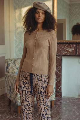 Studio Anneloes Ziva Rib Cardigan 13527 Vest 2200 Latte