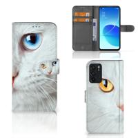 OPPO Reno6 5G | Telefoonhoesje | Met pasjeshouder | Witte Kat