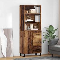 Hoge kast Oud Hout 69,5 x 34 x 180 cm Geengineerd Hout en Glas