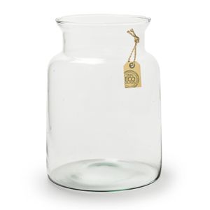 Transparante melkbus vaas van eco glas 19 x 25 cm   -