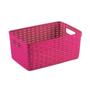 Opbergmand - Kastmand - rotan kunststof - fuchsia roze - 12 Liter - 30 x 37 x 13 cm