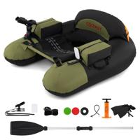 Opblaasbare Rubberboot Visboot met Verstelbare Hengelhouder Vissenhakenstator Aluminium Peddel Groen