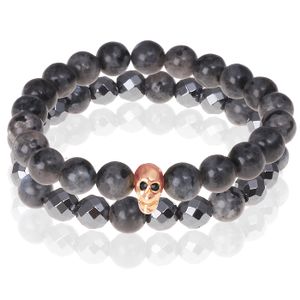 Matte Agaat kralen armband Hematiet Rose Skull