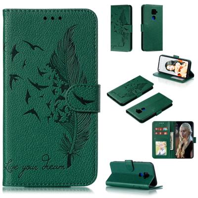 Voor Huawei mate 30 Lite/Nova 5i Pro Feather patroon Litchi textuur horizontale Flip lederen draagtas met houder & portemonnee & kaartsleuven (groen)