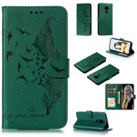 Voor Huawei mate 30 Lite/Nova 5i Pro Feather patroon Litchi textuur horizontale Flip lederen draagtas met houder & portemonnee & kaartsleuven (groen)