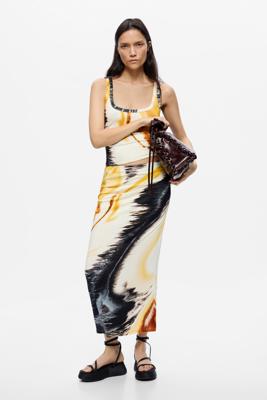 Gebreide rok met print - YELLOW - XL