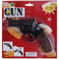 Zwarte speelgoed verkleed revolver/pistool 8 schoten   - - thumbnail