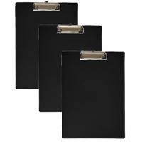Clipboard - 3x - A4 formaat - zwart - Klembord voor documenten - van PVC