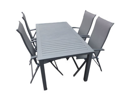 Set van Este tafel 160x90 cm grijs en 4 Lucca stoelen antraciet - Suns