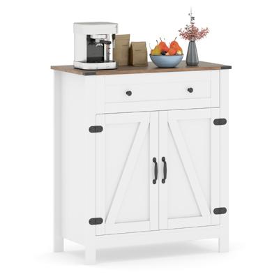Landhuis-dressoir Buffetkast Keukenkast met Deuren Voorraadkast met Lade en Verstelbare Plank Wit