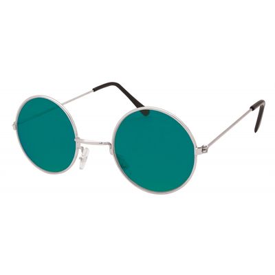 Hippie Flower Power verkleed bril met groene ronde glazen