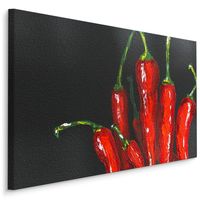 Schilderij - Chili pepers (print op canvas), rood/zwart, wanddecoratie, scherp geprijsd - thumbnail