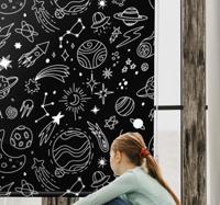 Rolgordijn babykamer Zwart-wit kosmische illustraties