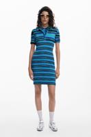 Polostijl gebreide jurk - BLUE - M