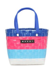 Marni Kids sac cabas tressé Sunday Morning à patch logo - Bleu