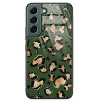 Samsung Galaxy S22 Plus glazen hardcase - Luipaard groen
