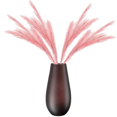 Kunstbloemen bloemstuk pluimen boeket in vaas - roze/bruin tinten - 80 cm hoog