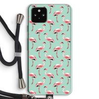 Flamingoprint groen: Pixel 5a 5G Transparant Hoesje met koord