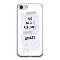 No Girls Allowed Unless: iPhone 8 Transparant Hoesje