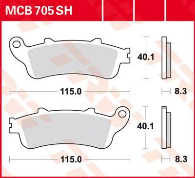 TRW Remblokken, en remschoenen voor de moto, MCB705SH Sinter street
